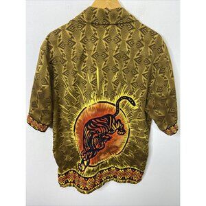 Vintage Mecca Men S Hawaiian African Safari Short Sleeve Shirt Hip Hop Tiger
